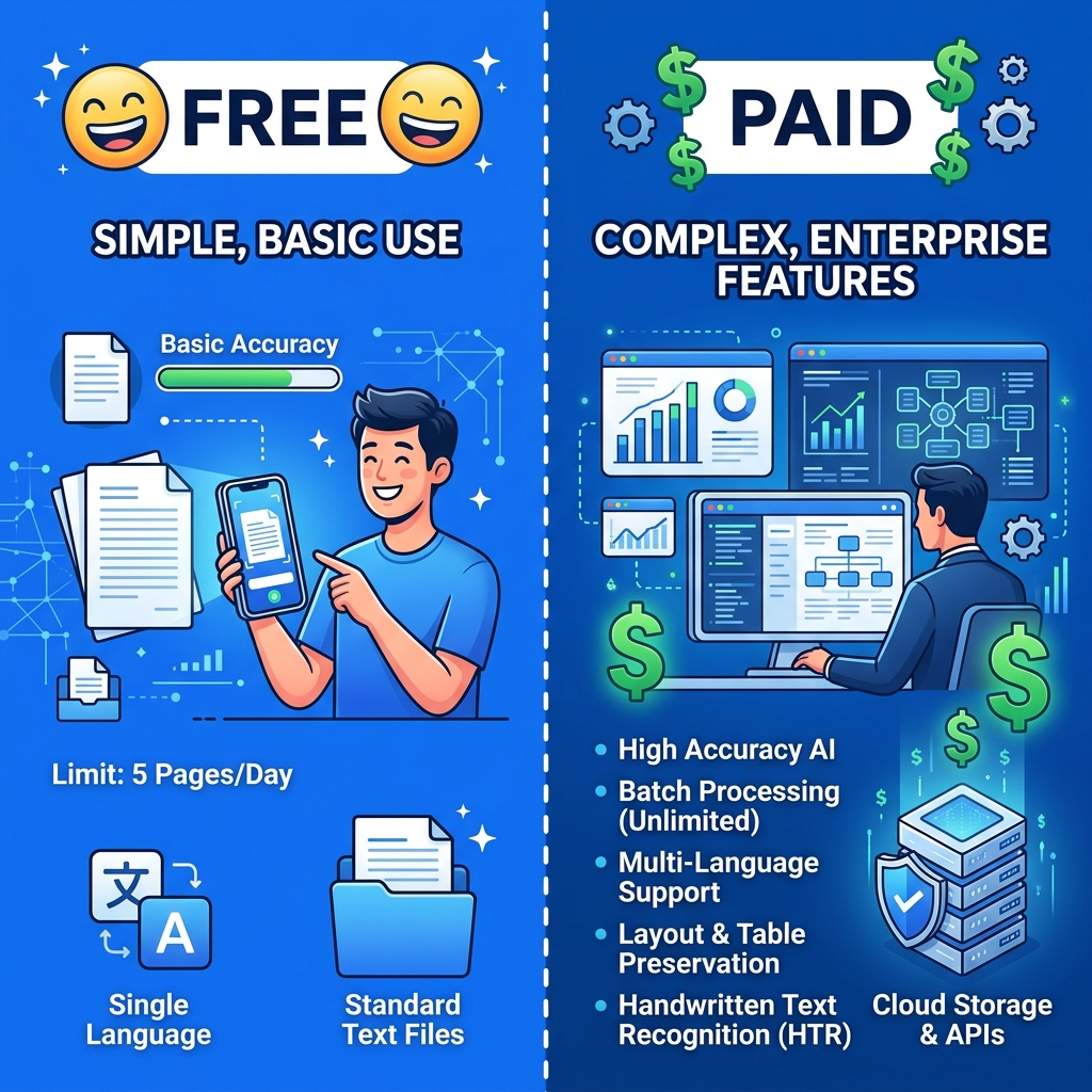 Free vs Paid OCR Tools: Is Free Good Enough in 2025?